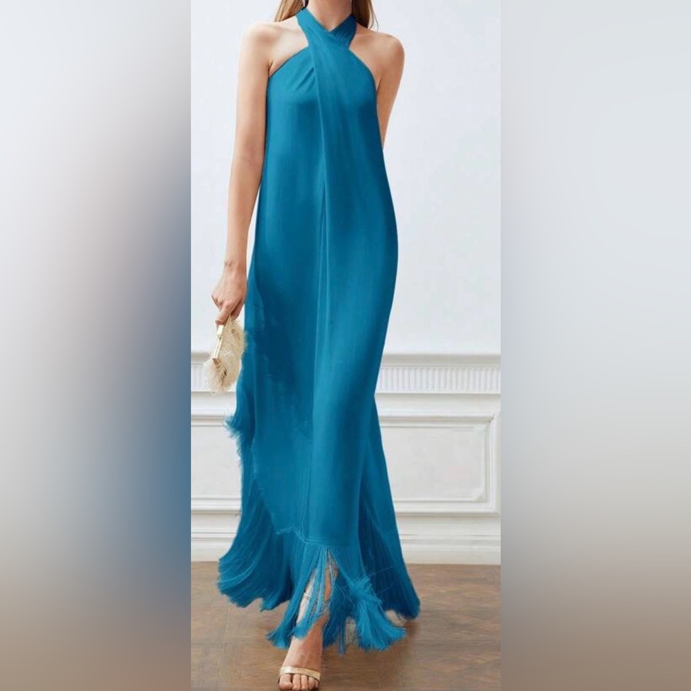 Elegant Blue Sleeveless Dress
